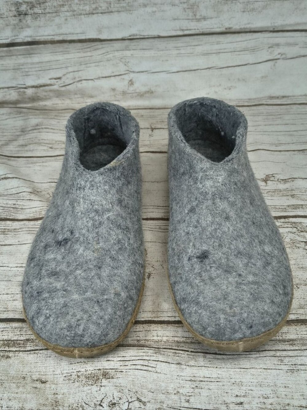 Glerups Grey Felted Wool Slippers Size 46